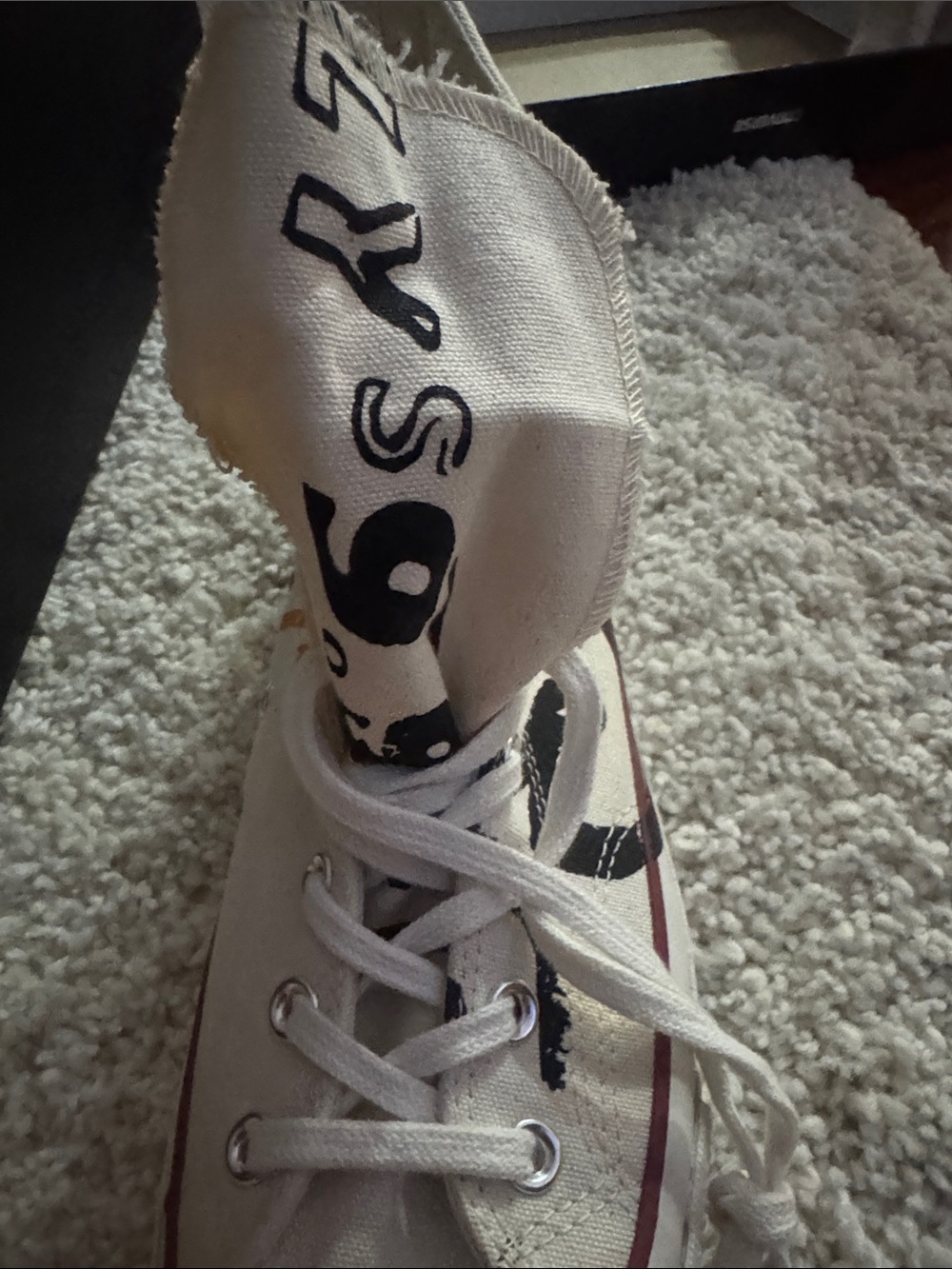 Rare Andy warhol artwork work Converse High Top Sneakers in Cream - Picture 8 of 10